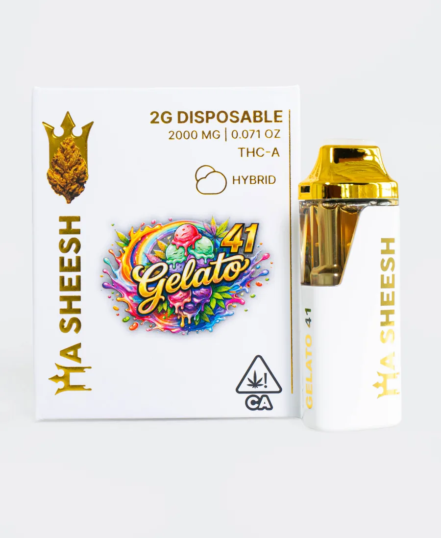 A Gelato 41 pack with its pen standing beside it